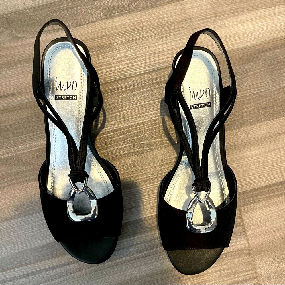 Impo Resida  Size 8 1/2 M Stretch Black Sandals